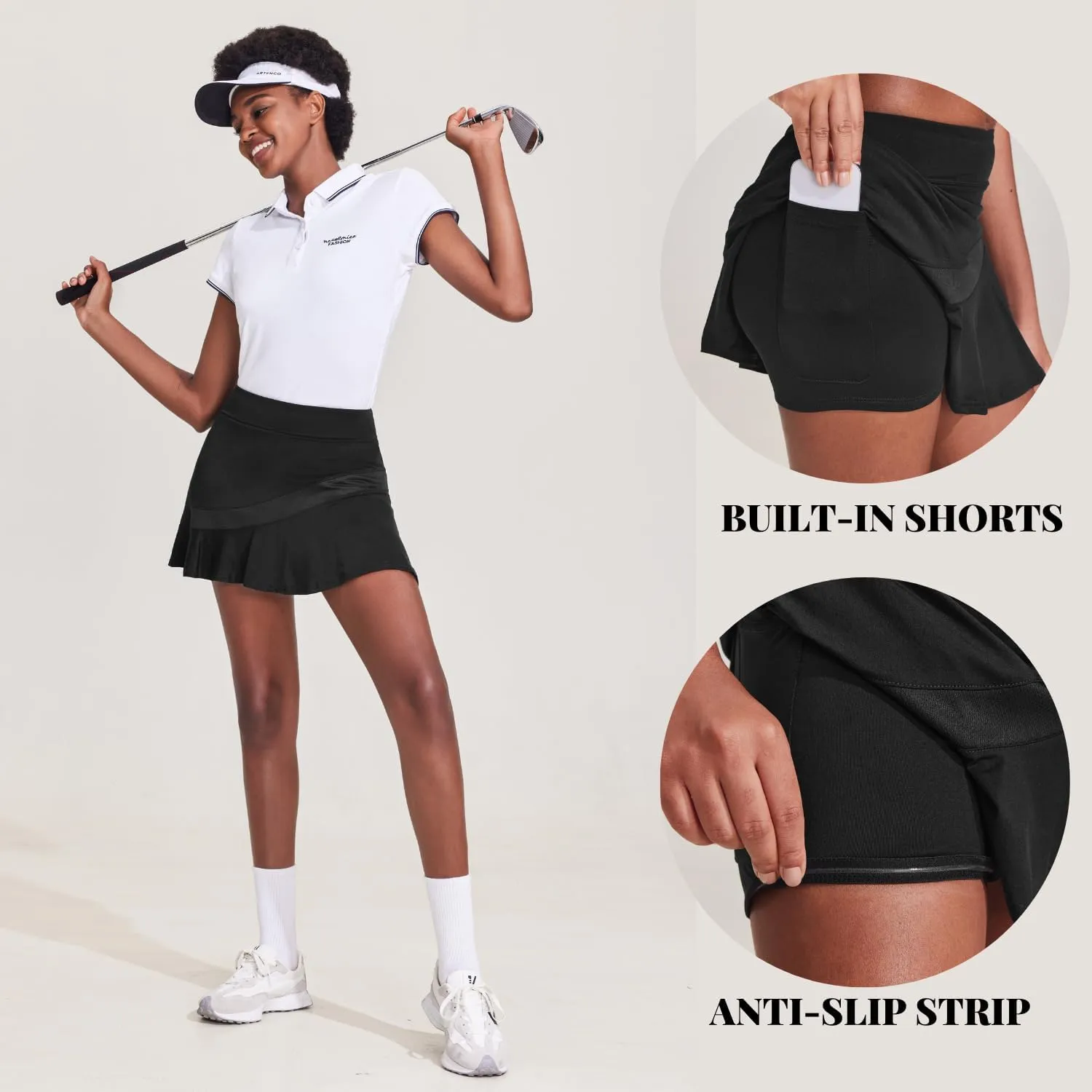 Ekouaer Tennis Skirts for Women Pleated Athletic Golf Skorts Skirt with Shorts Pockets Lightweight Running Workout Skirt