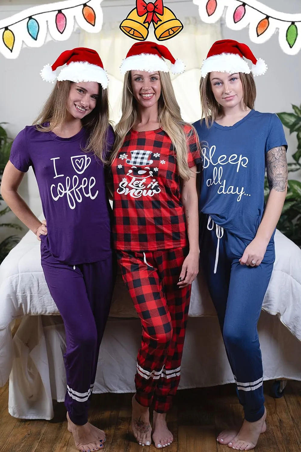 Ekouaer Womens Pajamas Set Short Sleeve Sleepwear Tops with Long Pants Pjs Set Print Nightwear