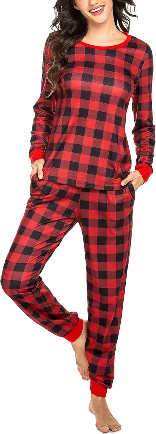 Ekouaer Womens Pajamas Sets Long Sleeve Tops with Jogger Pants Soft Pjs Lounge Set Outfits with Pockets