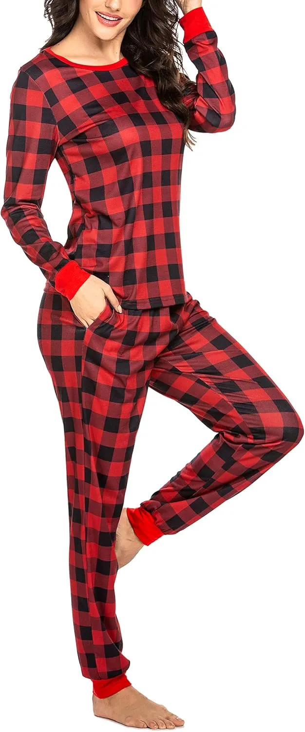 Ekouaer Womens Pajamas Sets Long Sleeve Tops with Jogger Pants Soft Pjs Lounge Set Outfits with Pockets