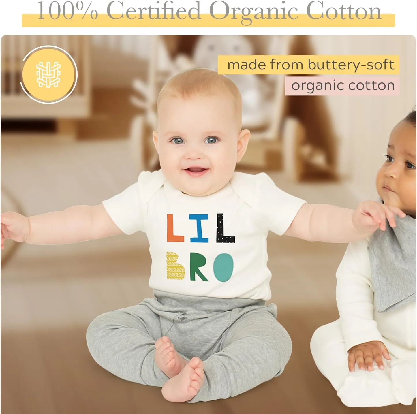 Finn   Emma Organic Cotton Graphic Baby Onesie - Gender Neutral Bodysuits for Babies 0-12 Months in Multiple Sizes and Styles