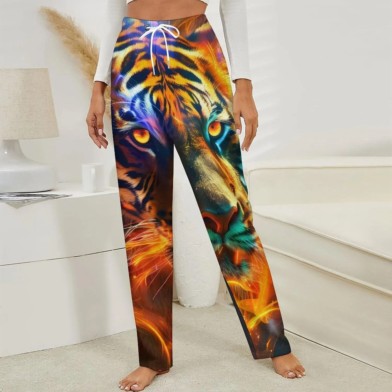 Fire Tiger Women's Pajama Pants Fleece Warm Pj Bottoms Sleepwear Lounge Pants Loungewear
