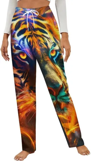 Fire Tiger Women's Pajama Pants Fleece Warm Pj Bottoms Sleepwear Lounge Pants Loungewear