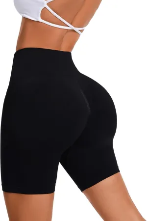 FITTOO Women's Seamless Scrunch Butt Lift Biker Shorts High Waist Booty Contour Workout Yoga Gym Shorts