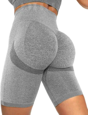 FITTOO Women's Seamless Scrunch Butt Lift Biker Shorts High Waist Booty Contour Workout Yoga Gym Shorts