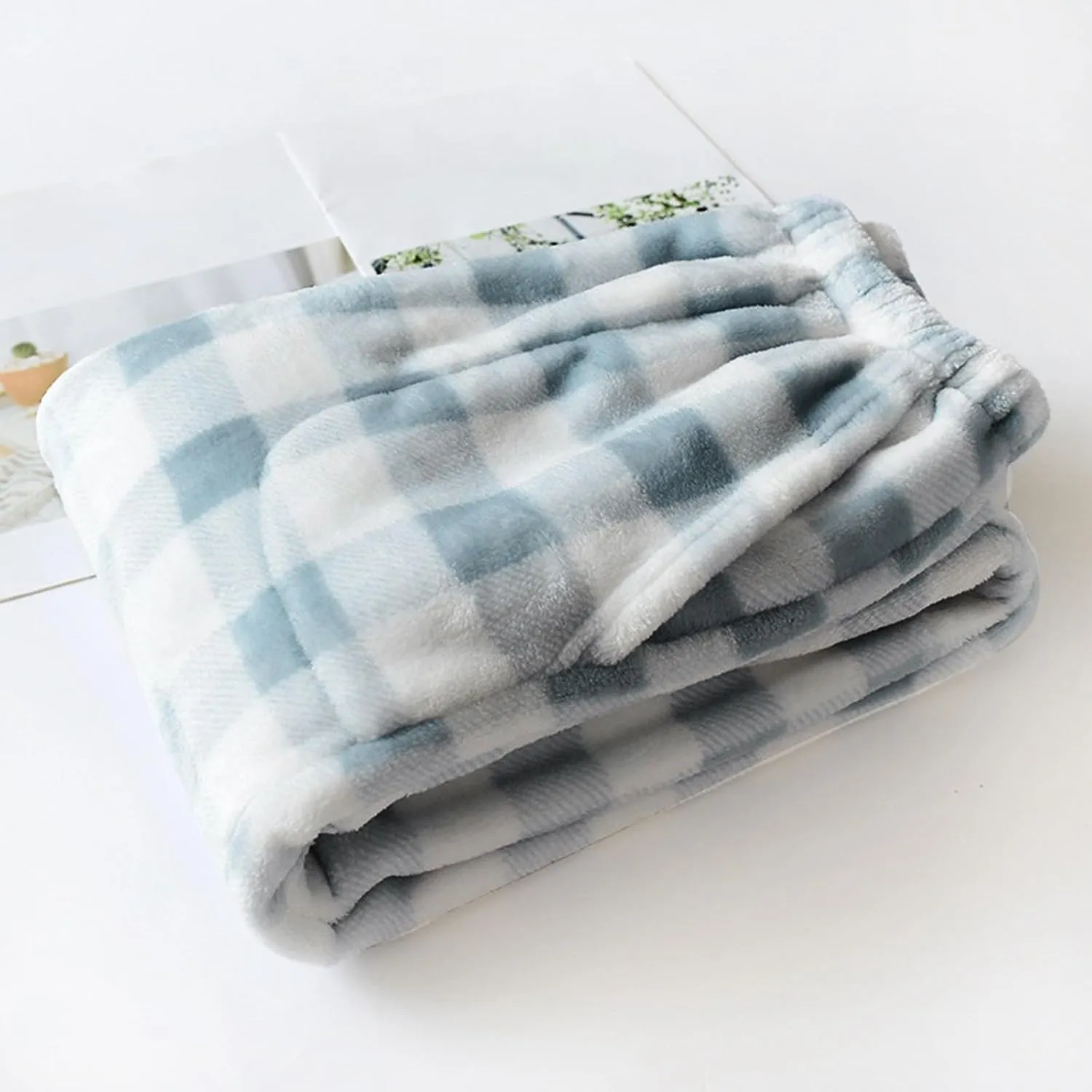 Flannel Pajamas Women Plush Pajama Pants Buffalo Plaid Comfy Soft Pajamas Pants Lounge Stretch Wide Leg Bottoms
