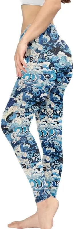 Floral Humming Bird Over Size Women's High-Waist Yoga Legging Dolphin Galaxy Bee Tie-Dye Jogging Cycling Activewear