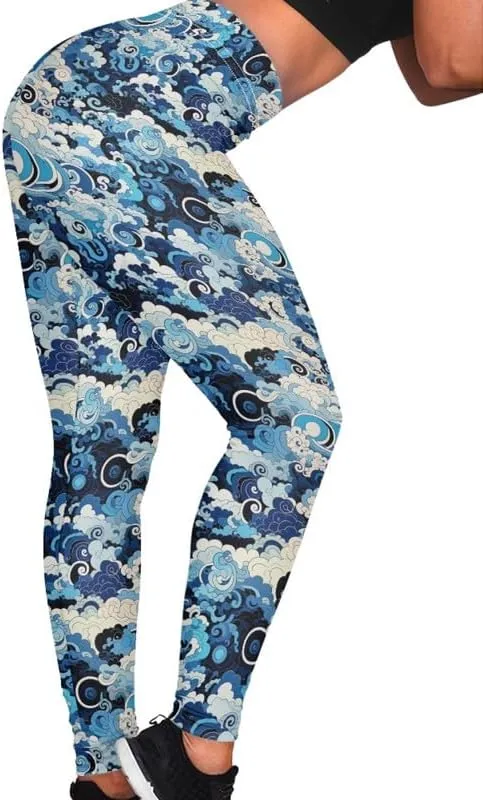 Floral Humming Bird Over Size Women's High-Waist Yoga Legging Dolphin Galaxy Bee Tie-Dye Jogging Cycling Activewear