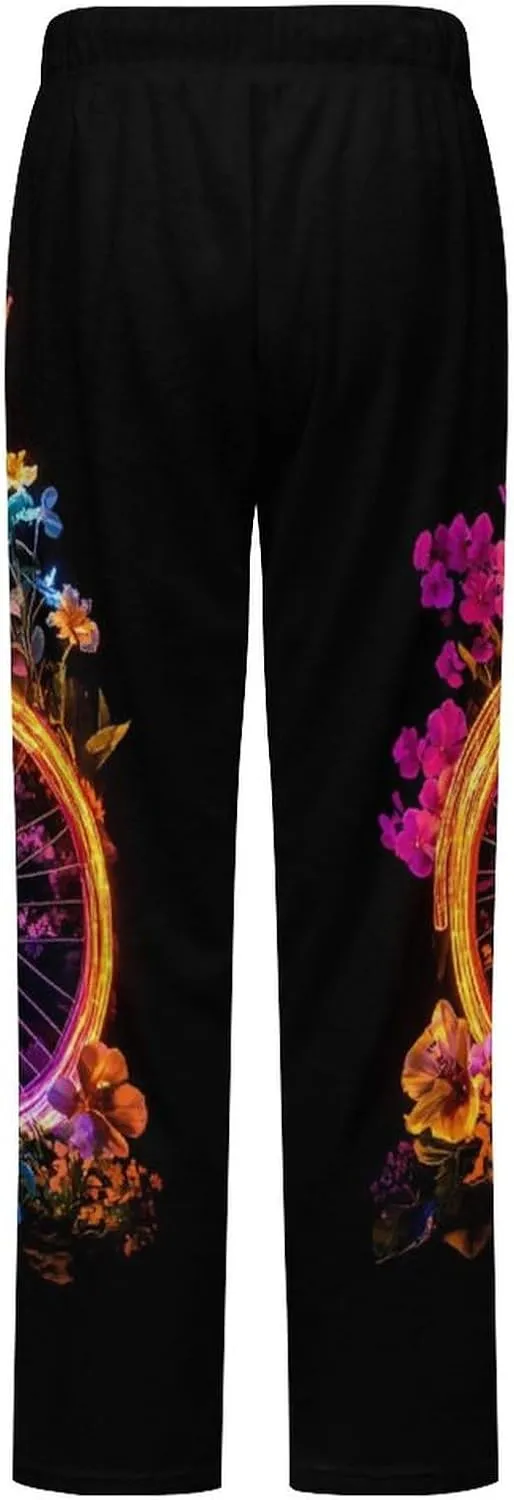 Flower Bike Blue Bird Women's Pajama Pants Fleece Warm Pj Bottoms Sleepwear Lounge Pants Loungewear
