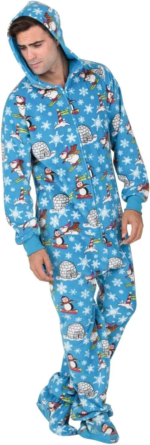 Footed Pajamas - Adult Fleece Hoodie One Pieces | One-Piece Pajama Jumpsuits for Men and Women Pjs | Unisex