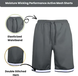 Galaxy by Harvic Men's Mesh Performance Shorts, Quick Dry Athletic Shorts with Pocket Running Gym