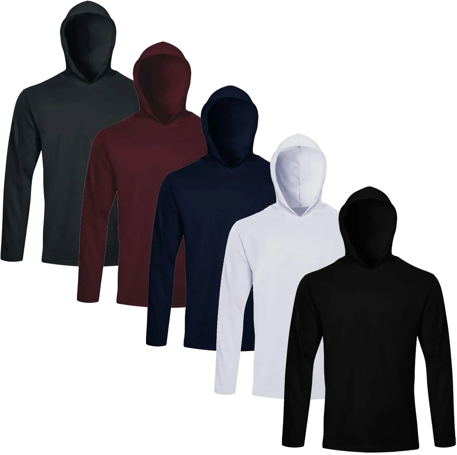 Gary Com 5 Packs Men Long Sleeve T-Shirts Quick Dry Athletic Running Activewear Workout Hoodies UPF 50  Sun Protection