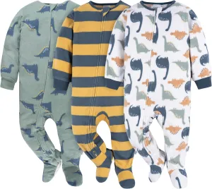 Gerber baby-boys Flame Resistant Fleece Footed Pajamas 3-pack