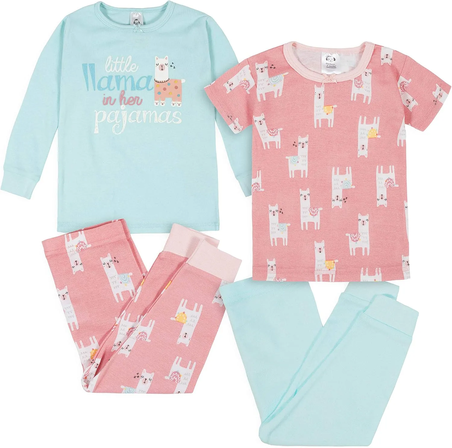 Gerber Baby Girls' Toddler Snug Fit 4-Piece Pajama Set