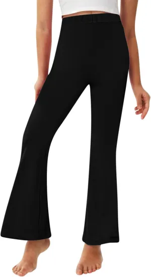 Girls Leggings Casual High Waisted Flare Pants Kids Stretch Workout Yoga Leggings Dance School Uniforms 2-13 Years