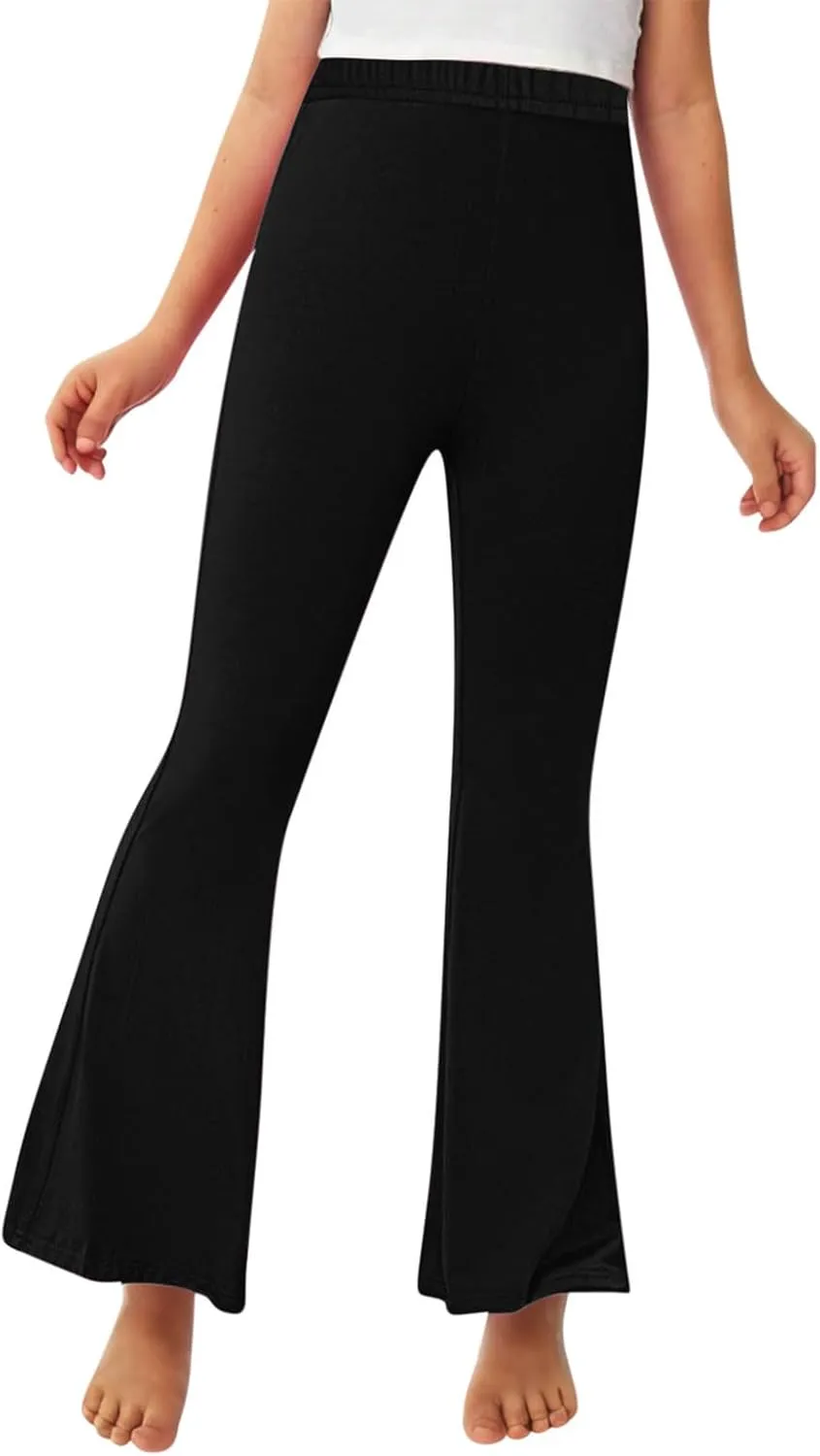 Girls Leggings Casual High Waisted Flare Pants Kids Stretch Workout Yoga Leggings Dance School Uniforms 2-13 Years