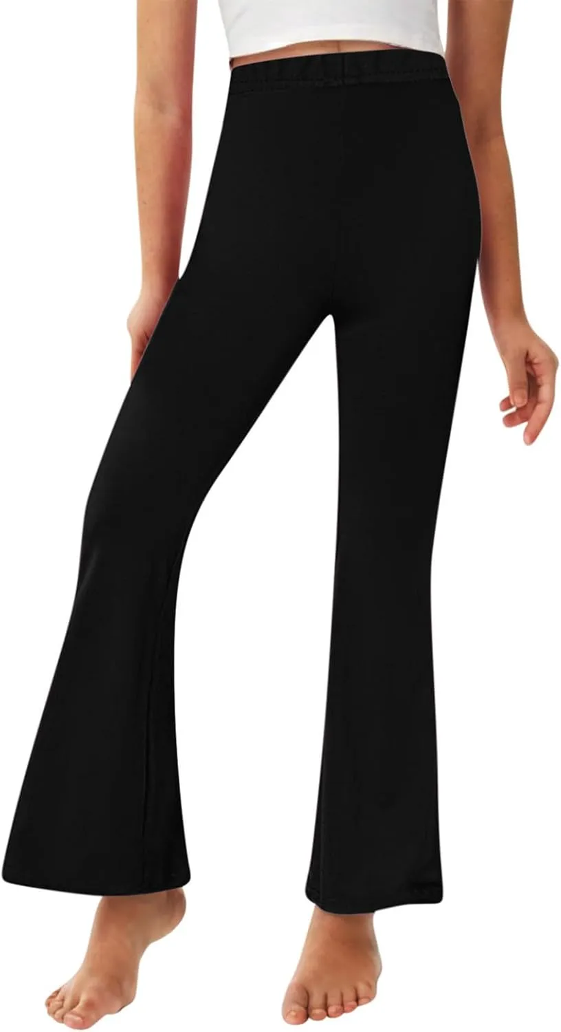 Girls Leggings Casual High Waisted Flare Pants Kids Stretch Workout Yoga Leggings Dance School Uniforms 2-13 Years