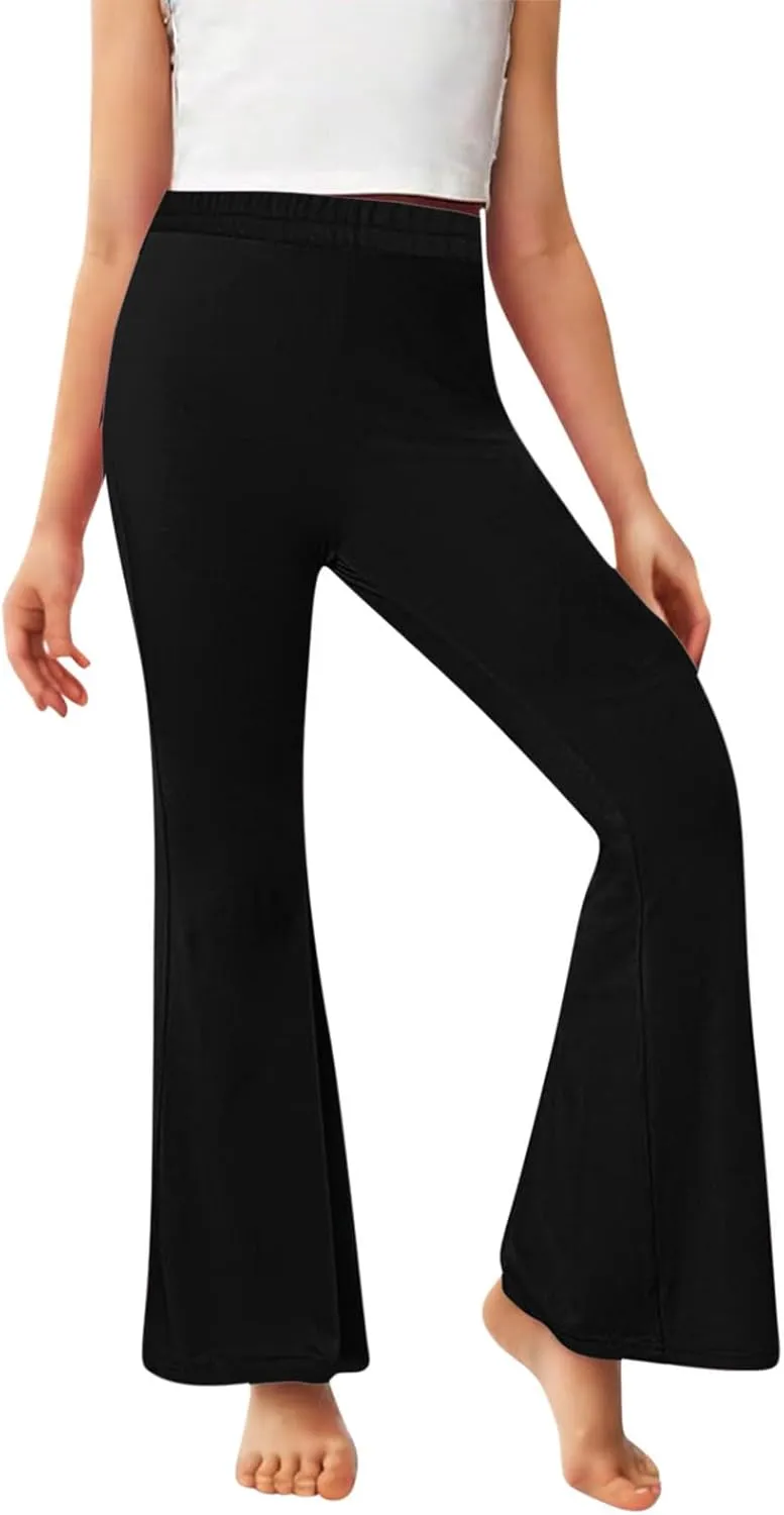 Girls Leggings Casual High Waisted Flare Pants Kids Stretch Workout Yoga Leggings Dance School Uniforms 2-13 Years