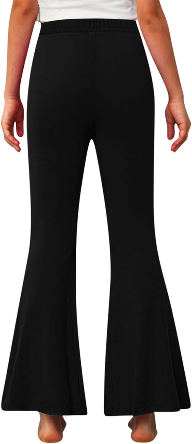 Girls Leggings Casual High Waisted Flare Pants Kids Stretch Workout Yoga Leggings Dance School Uniforms 2-13 Years