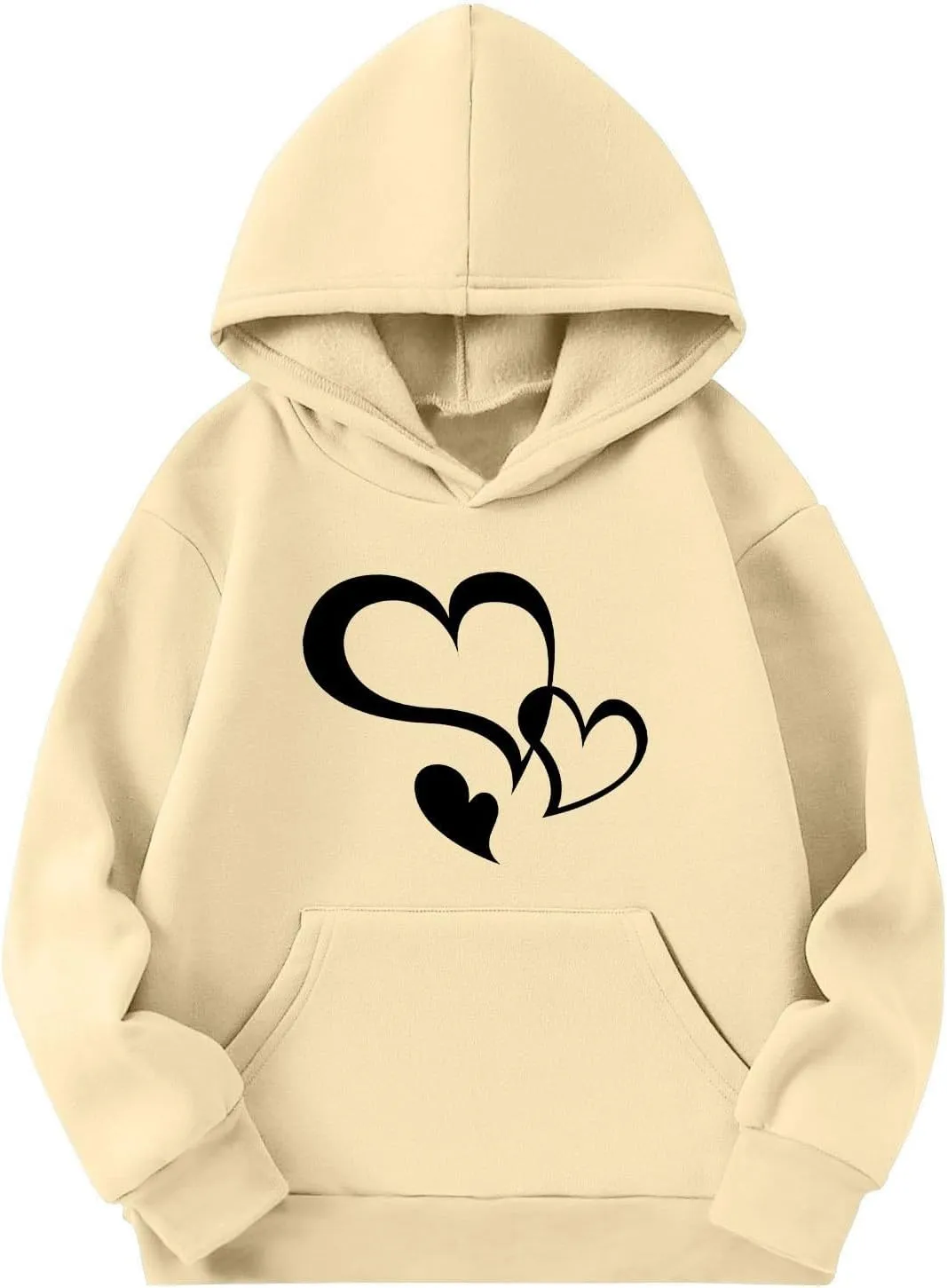 Girls Valentine Hoodies Oversized Funny Heart Print Sweatshirt Top Long Sleeve Cute Teen Girls Trendy Outfits