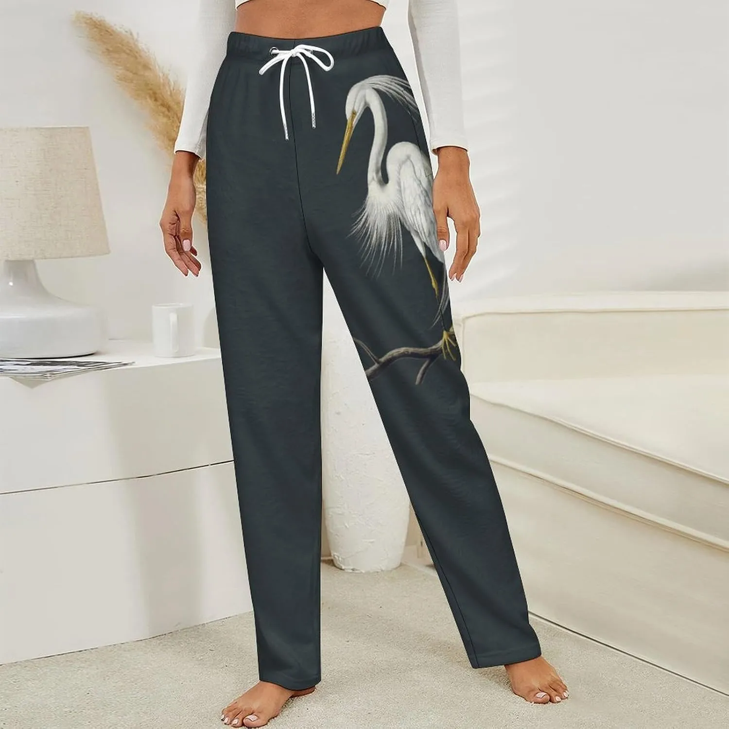 Great Egret Women's Pajama Pants Fleece Warm Pj Bottoms Sleepwear Lounge Pants Loungewear