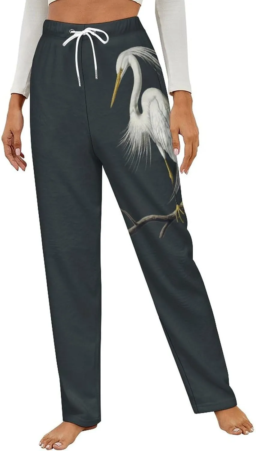 Great Egret Women's Pajama Pants Fleece Warm Pj Bottoms Sleepwear Lounge Pants Loungewear