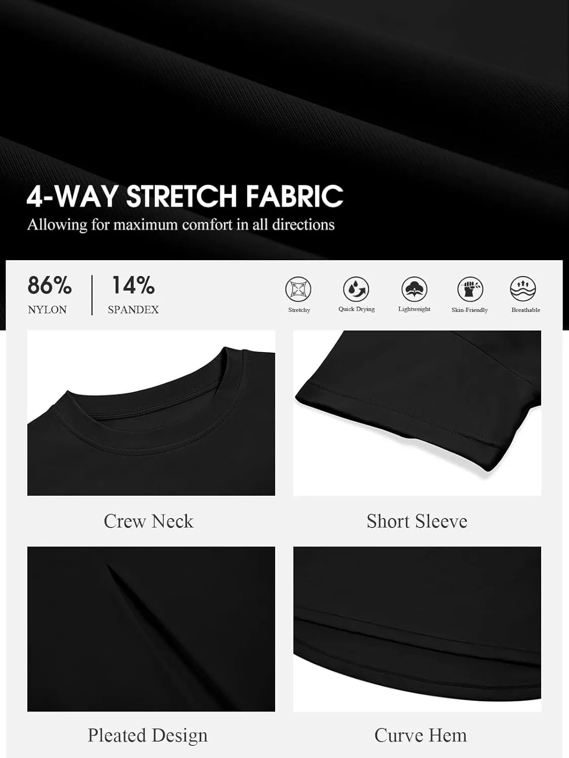 Haloumoning Girls Loose Athletic Shirts Short Sleeve Crop Tops Kids Quick Dry Gym Yoga Tees 5-14 Years