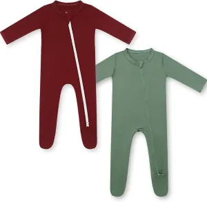 HAPIU Rayon from Bamboo Baby Footed Pajamas, 2 Way Zipper YKK, Footie for Baby Boy Girls, Newborn-24 Months