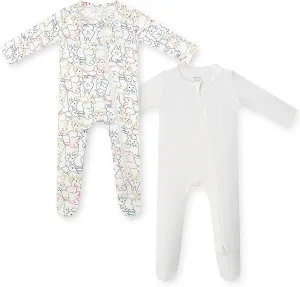 HAPIU Rayon from Bamboo Baby Footed Pajamas, 2 Way Zipper YKK, Footie for Baby Boy Girls, Newborn-24 Months