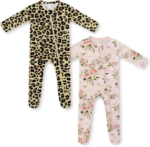 HAPIU Rayon from Bamboo Baby Footed Pajamas, 2 Way Zipper YKK, Footie for Baby Boy Girls, Newborn-24 Months