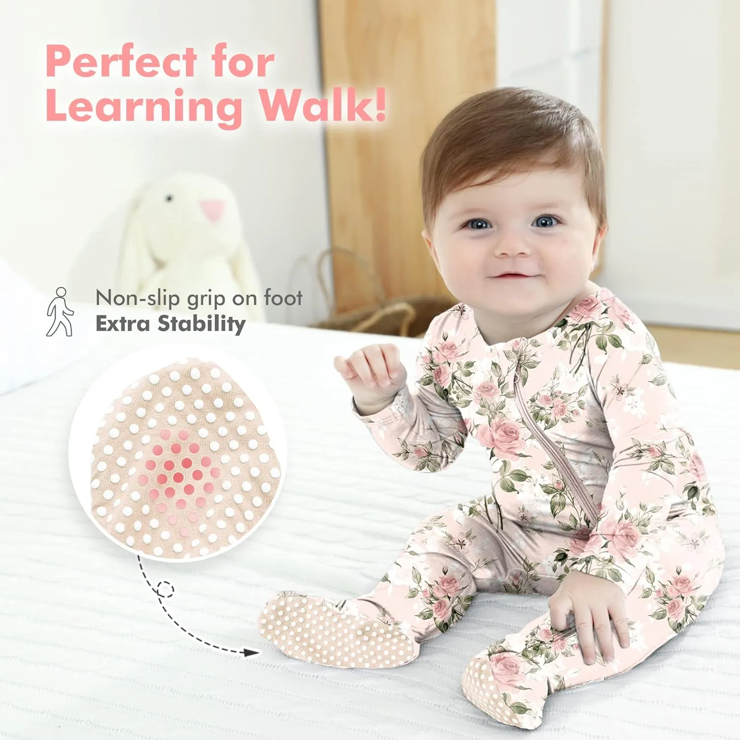 HAPIU Rayon from Bamboo Baby Footed Pajamas, 2 Way Zipper YKK, Footie for Baby Boy Girls, Newborn-24 Months