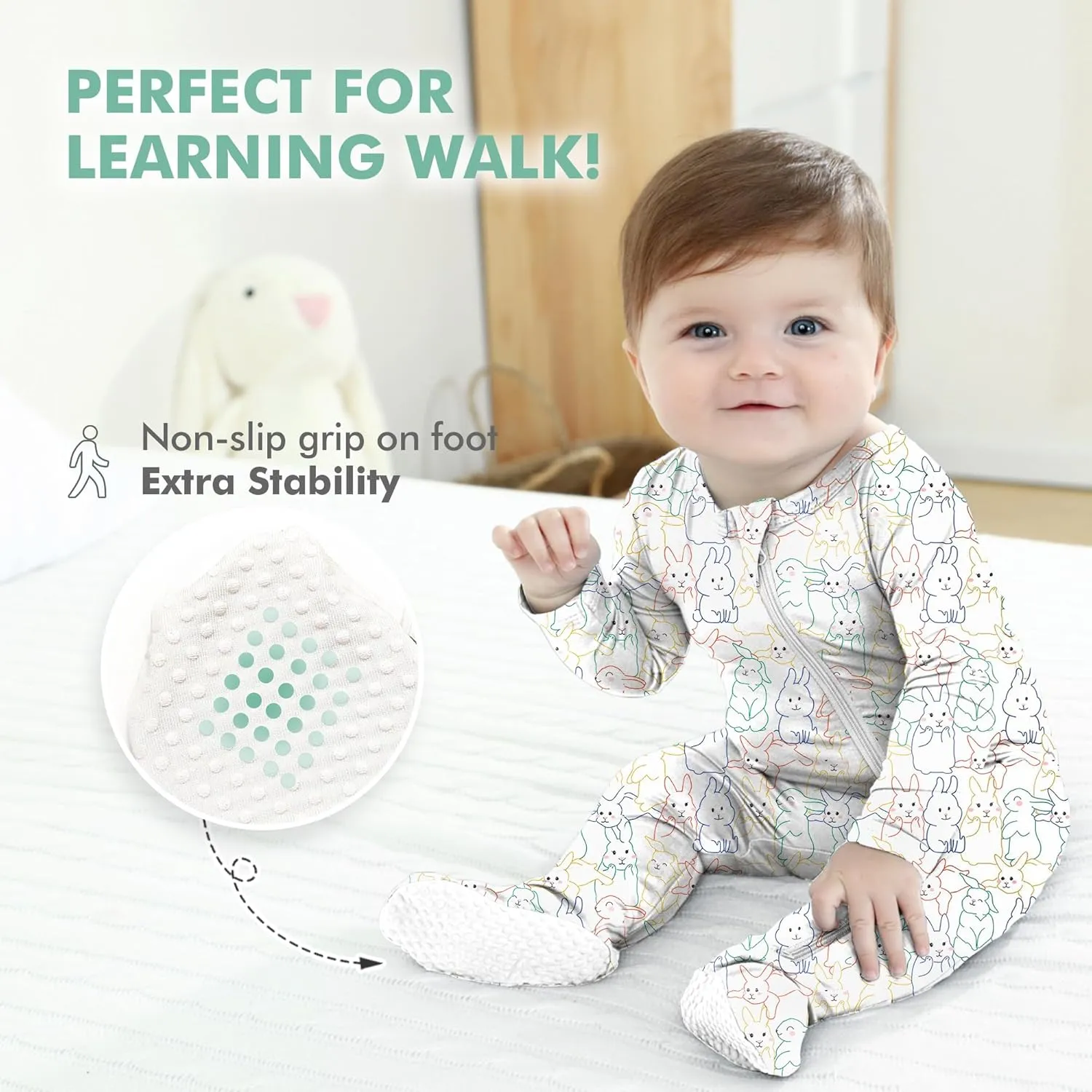 HAPIU Rayon from Bamboo Baby Footed Pajamas, 2 Way Zipper YKK, Footie for Baby Boy Girls, Newborn-24 Months