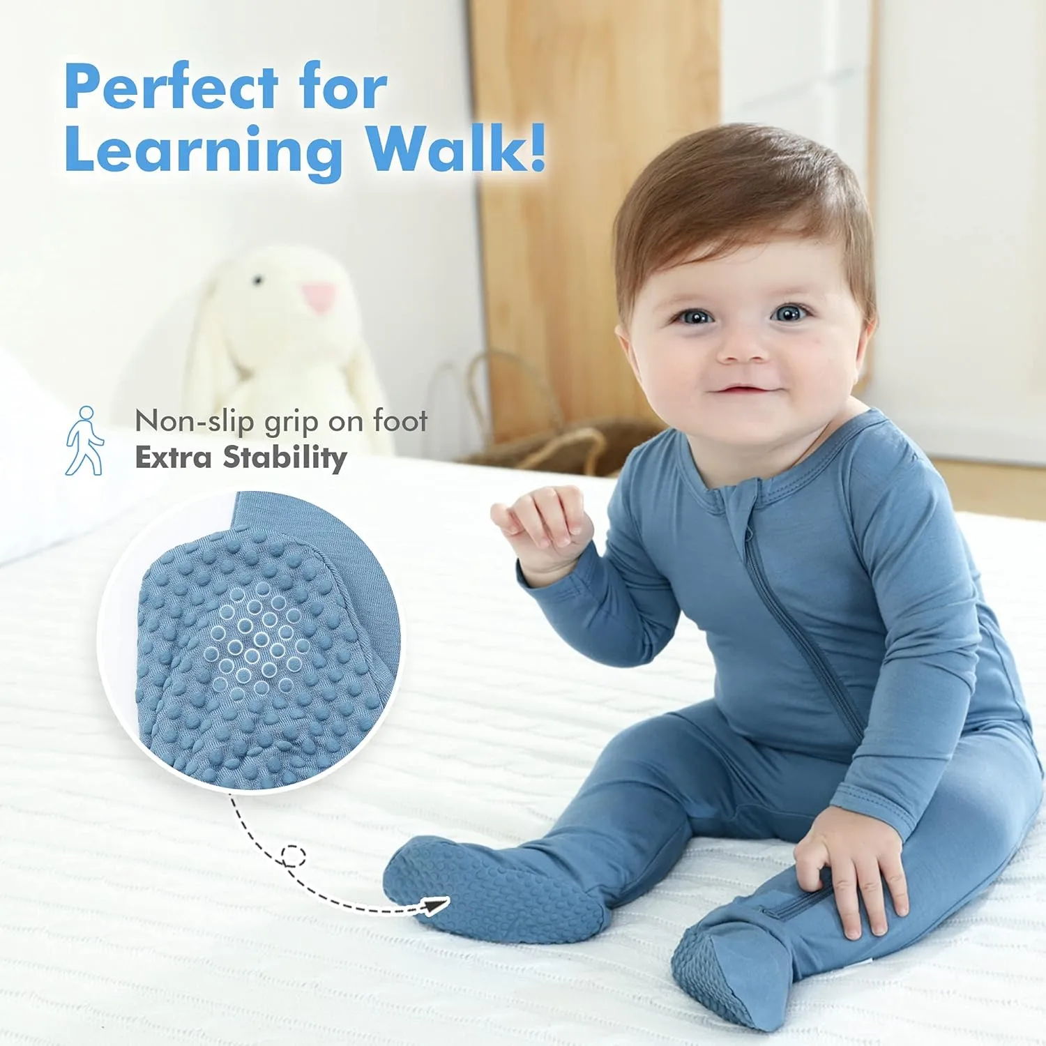 HAPIU Rayon from Bamboo Baby Footed Pajamas, 2 Way Zipper YKK, Footie for Baby Boy Girls, Newborn-24 Months