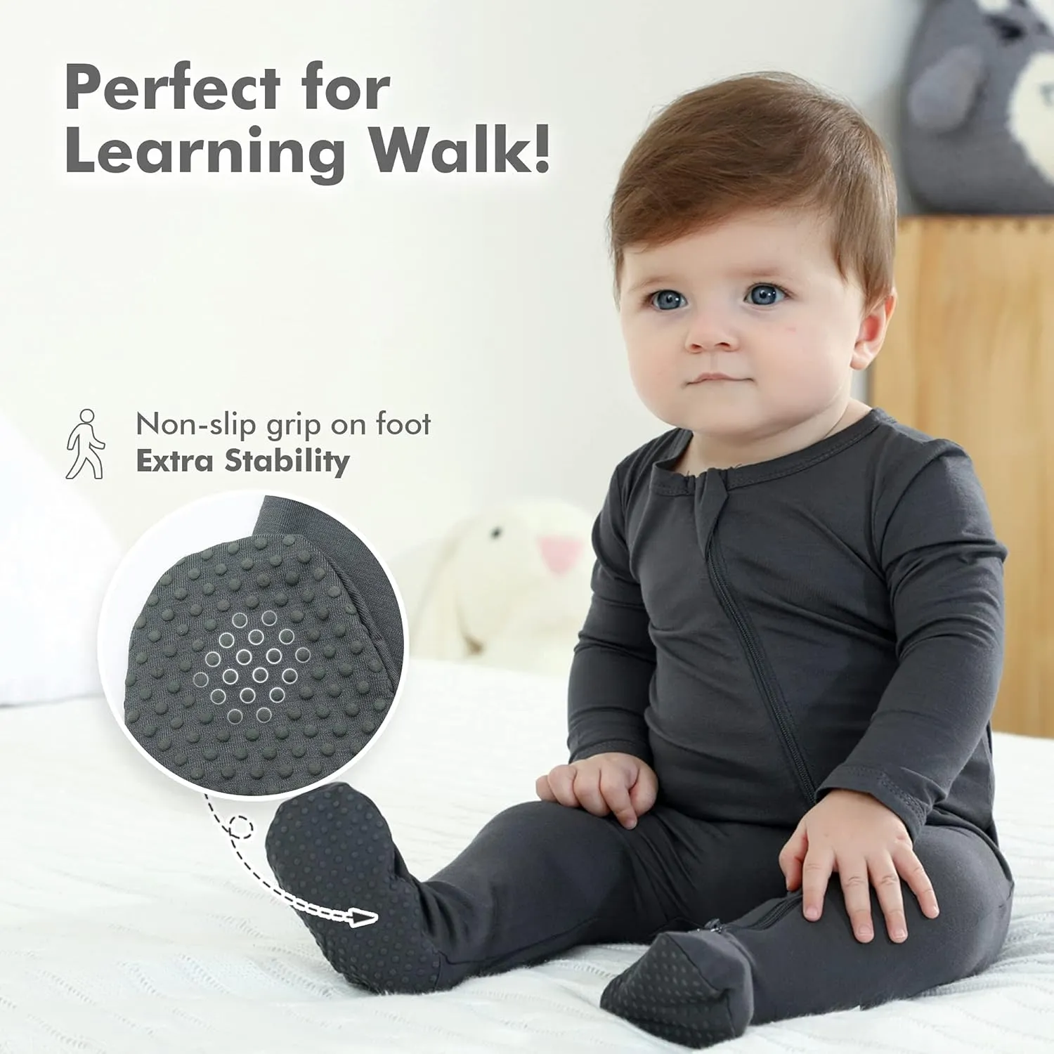HAPIU Rayon from Bamboo Baby Footed Pajamas, 2 Way Zipper YKK, Footie for Baby Boy Girls, Newborn-24 Months