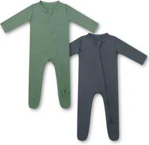 HAPIU Rayon from Bamboo Baby Footed Pajamas, 2 Way Zipper YKK, Footie for Baby Boy Girls, Newborn-24 Months