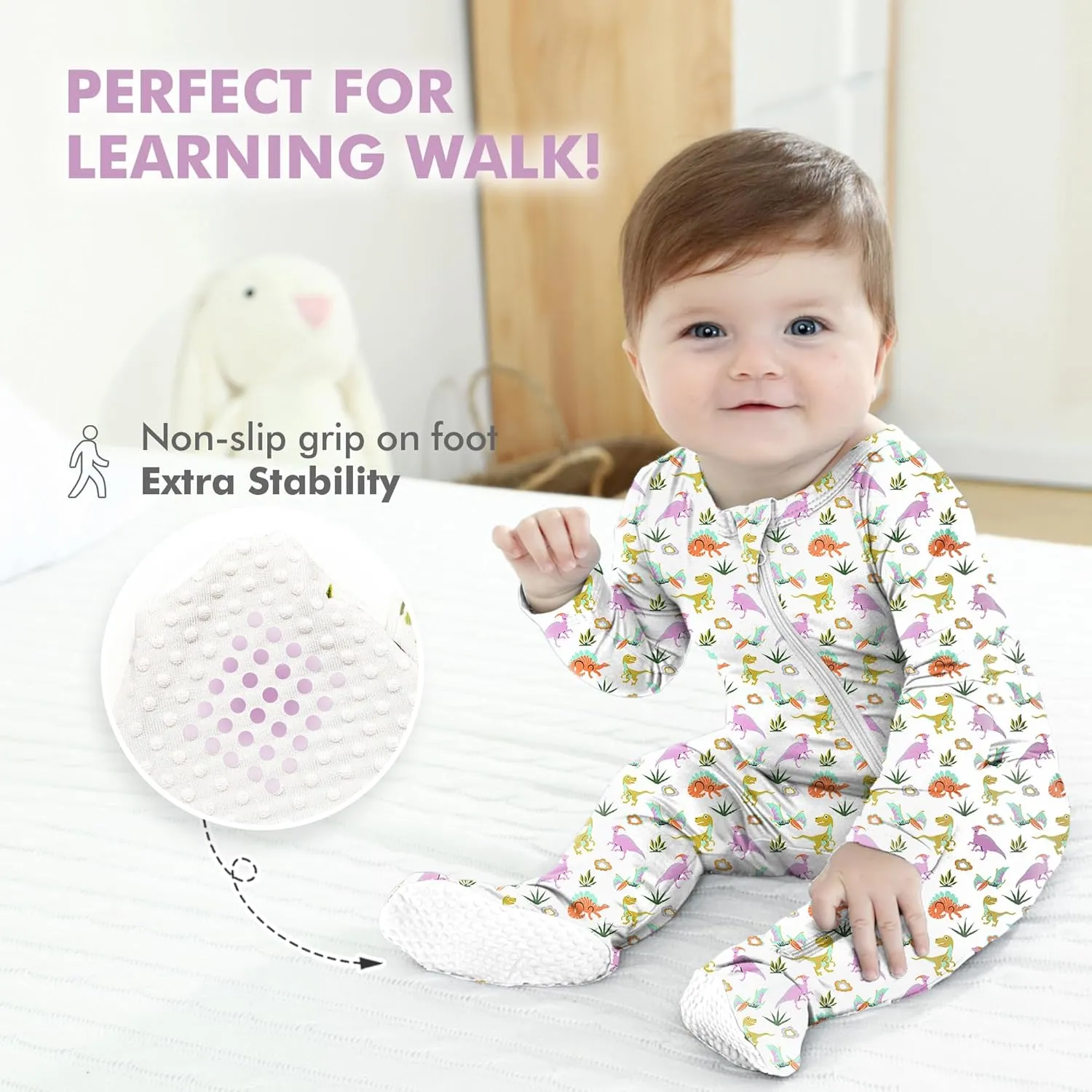 HAPIU Rayon from Bamboo Baby Footed Pajamas, 2 Way Zipper YKK, Footie for Baby Boy Girls, Newborn-24 Months