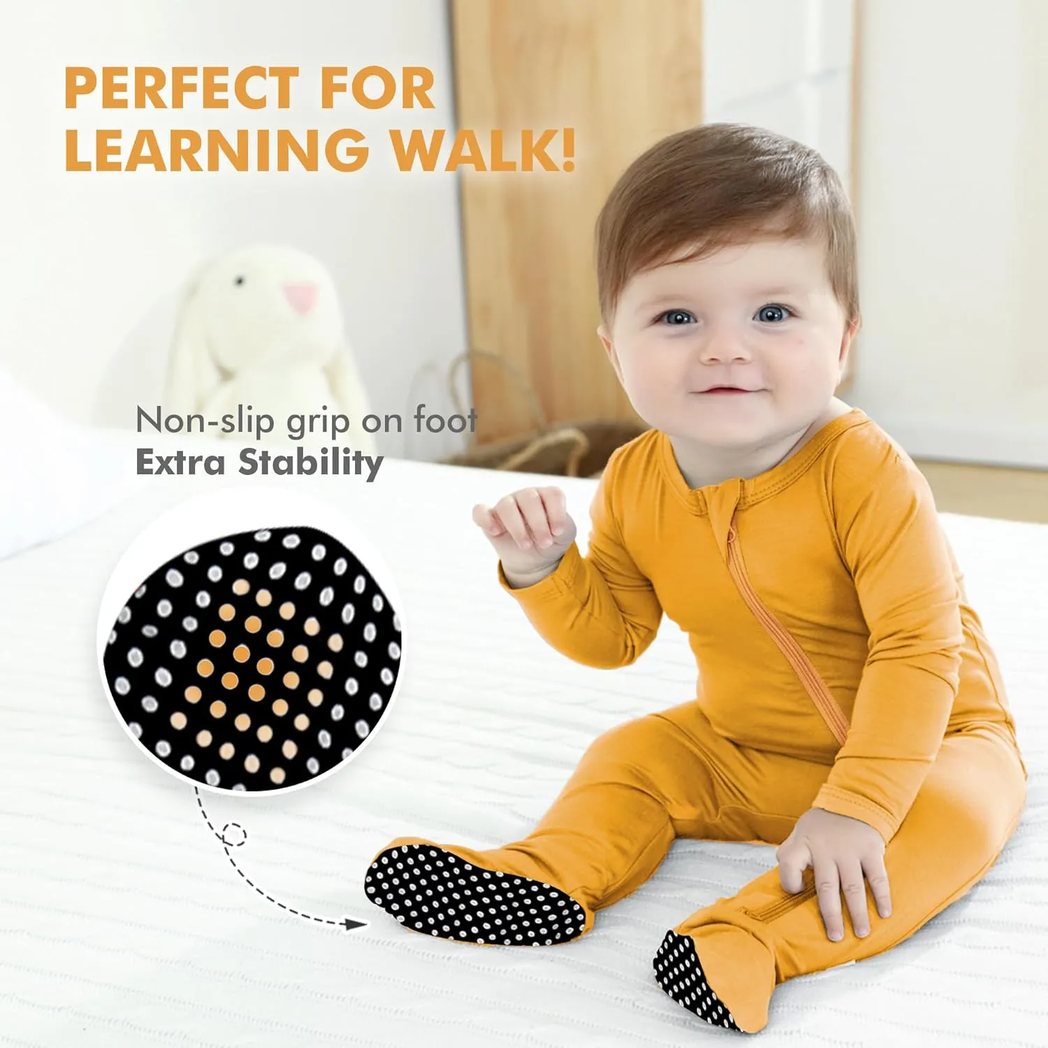HAPIU Rayon from Bamboo Baby Footed Pajamas, 2 Way Zipper YKK, Footie for Baby Boy Girls, Newborn-24 Months