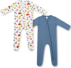 HAPIU Rayon from Bamboo Baby Footed Pajamas, 2 Way Zipper YKK, Footie for Baby Boy Girls, Newborn-24 Months