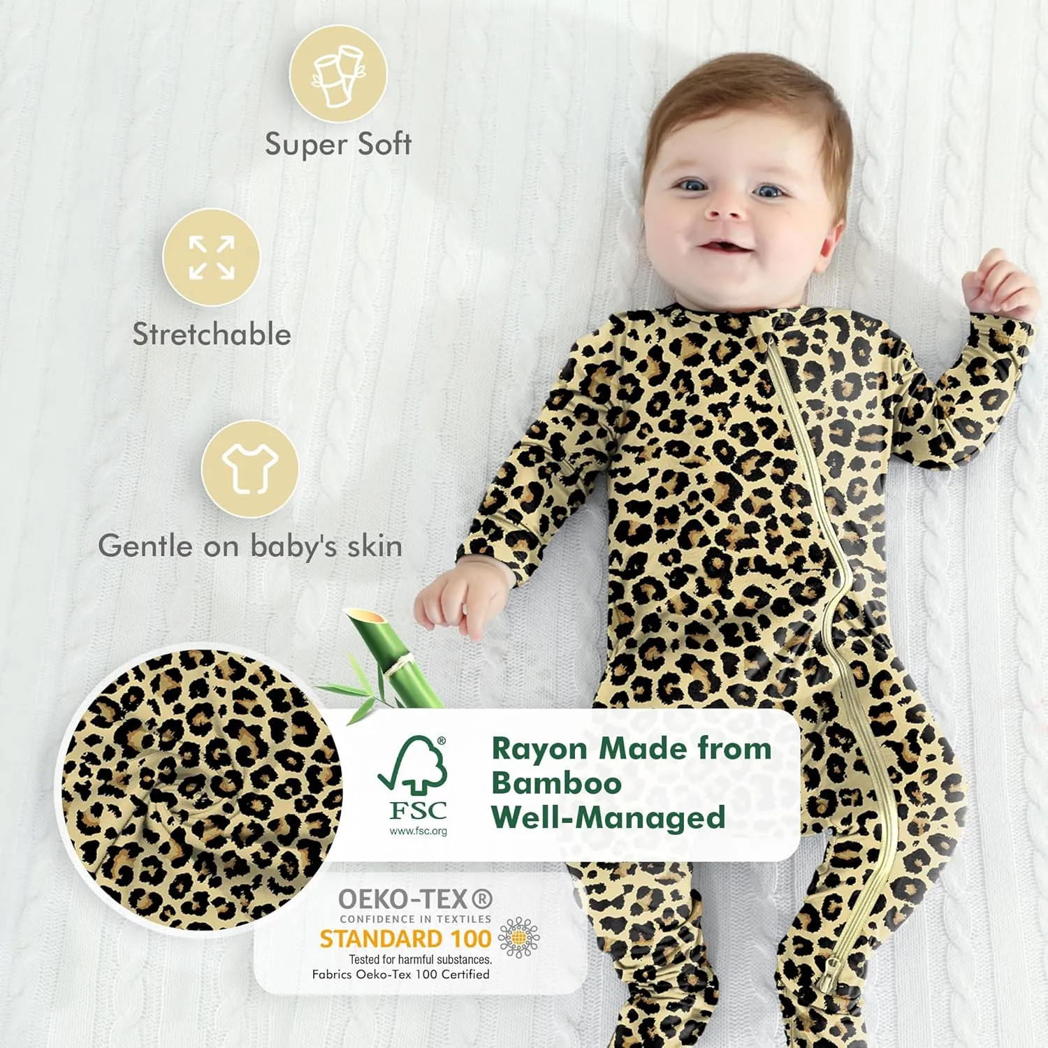 HAPIU Rayon from Bamboo Baby Footed Pajamas, 2 Way Zipper YKK, Footie for Baby Boy Girls, Newborn-24 Months