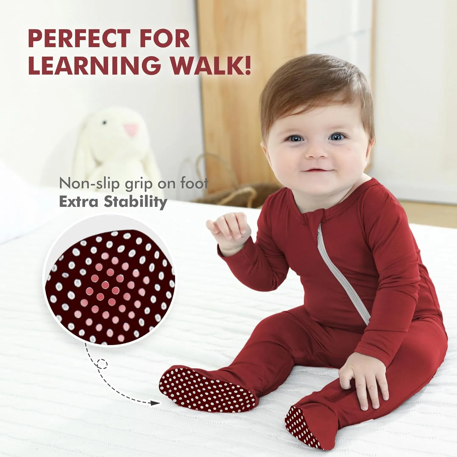 HAPIU Rayon from Bamboo Baby Footed Pajamas, 2 Way Zipper YKK, Footie for Baby Boy Girls, Newborn-24 Months