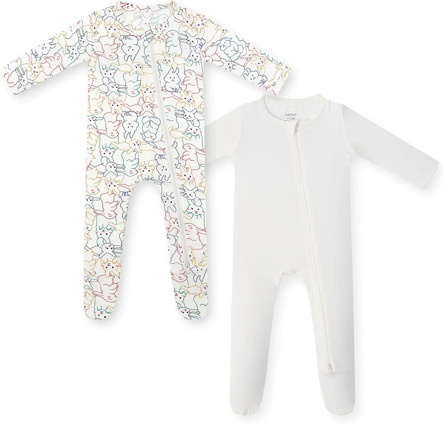 HAPIU Rayon from Bamboo Baby Footed Pajamas, 2 Way Zipper YKK, Footie for Baby Boy Girls, Newborn-24 Months