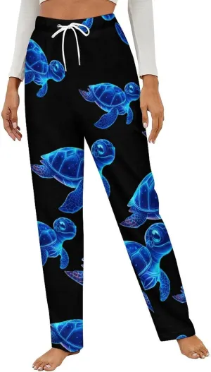 Hawaiian Sea Turtle Women's Pajama Pants Fleece Warm Pj Bottoms Sleepwear Lounge Pants Loungewear