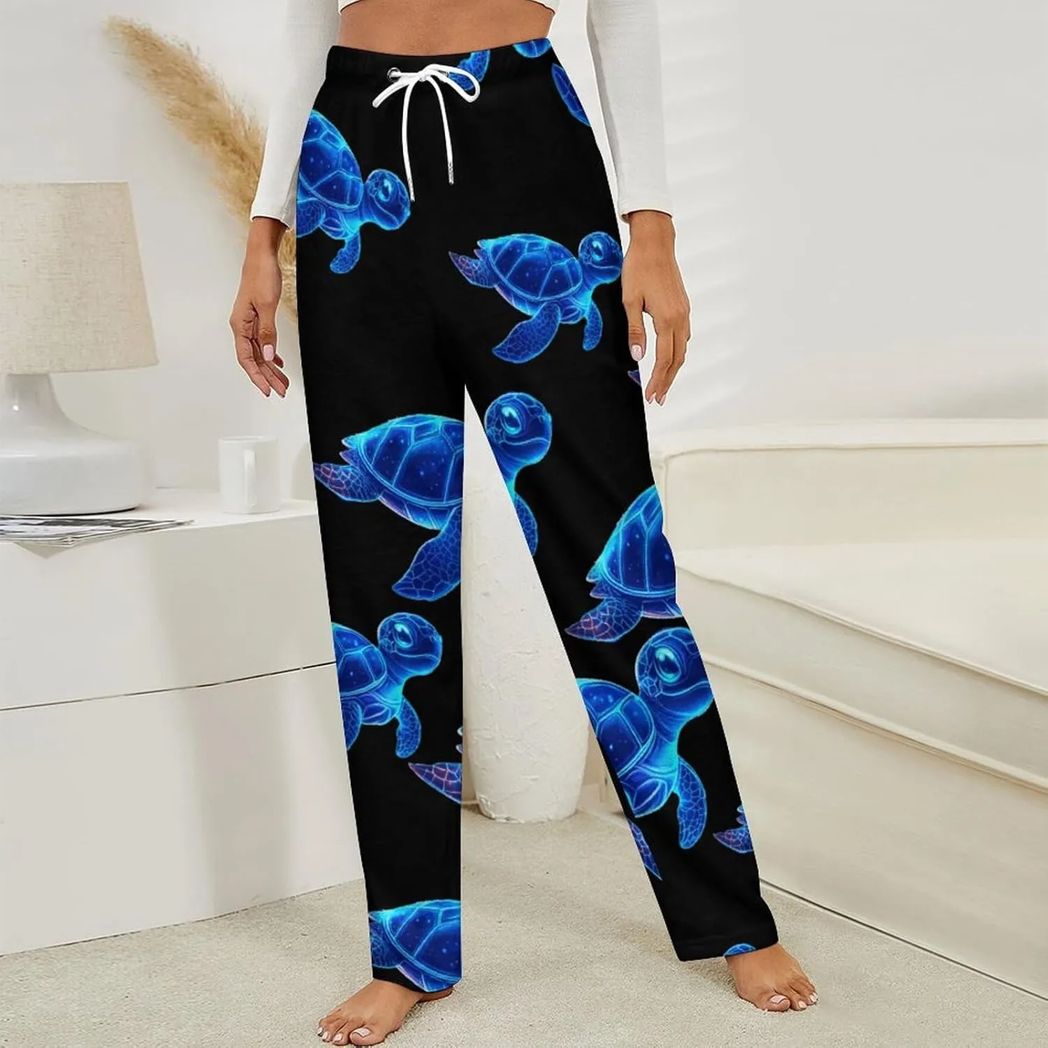 Hawaiian Sea Turtle Women's Pajama Pants Fleece Warm Pj Bottoms Sleepwear Lounge Pants Loungewear