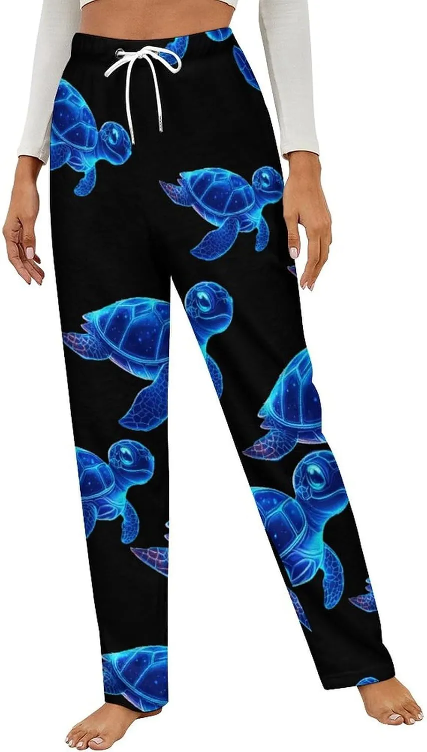 Hawaiian Sea Turtle Women's Pajama Pants Fleece Warm Pj Bottoms Sleepwear Lounge Pants Loungewear