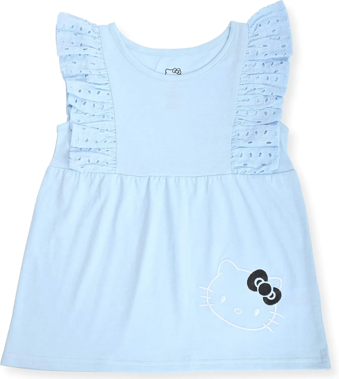 Hello Kitty Girls 2-Piece Fashion Tee Shirt and Active Capri Legging Set Ruffle Top and Stretch Pants for Little Girls