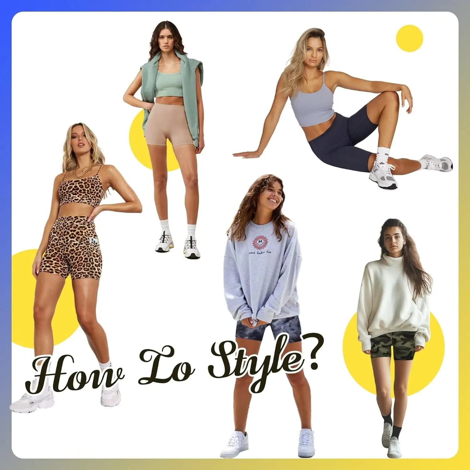 HIGHDAYS 5 Biker Shorts for Women with Pockets-High Waist Tummy Control Spandex Workout Yoga Running Gym Activewear
