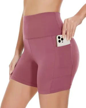 HIGHDAYS 5 Biker Shorts for Women with Pockets-High Waist Tummy Control Spandex Workout Yoga Running Gym Activewear