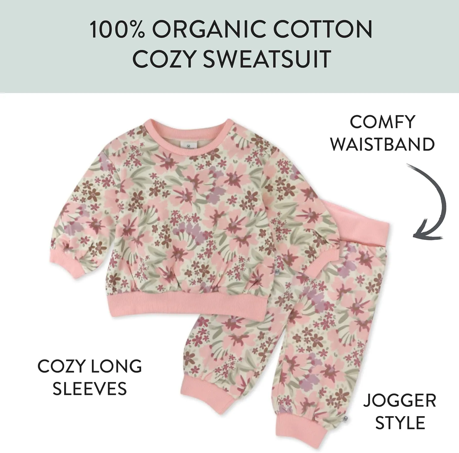 HonestBaby 2-Pack Crewneck Sweatshirt and Sweatpant Set 100% Organic Cotton for Toddler, Baby Boys, Girls