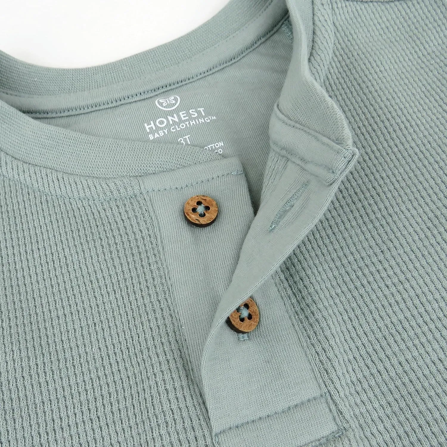 HonestBaby 5-Pack Waffle Henley Long Sleeve Shirts 100% Organic Cotton for Infant Baby and Toddler Boys, Unisex