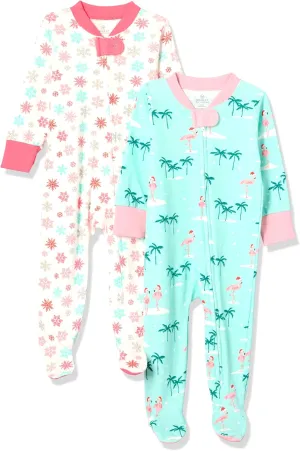 HonestBaby Baby Celebration Non-Slip Footed Pajamas One-Piece Sleeper Zip-Front Pjs 100% Organic Cotton